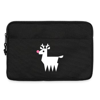 Rentier Rudolf L weiß mit neonpinker Nase - Laptoptasche 13" - Schwarz - Vorne