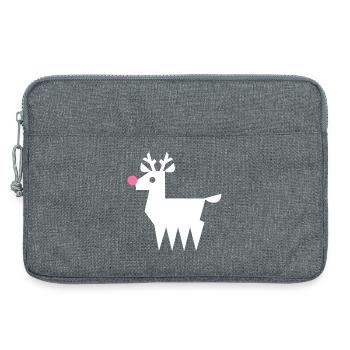 Rentier Rudolf L weiß mit neonpinker Nase - Laptoptasche 13" - Grau meliert - Vorne