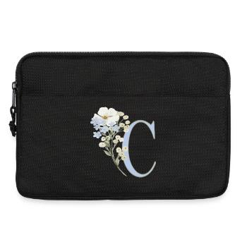 Buchstabe C mit floralem Motiv - Laptoptasche 13" - Schwarz - Vorne