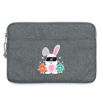 Hase mit Sonnenbrille Küken Kaninchen Osterhase - Laptoptasche 13" - Grau meliert - Vorne