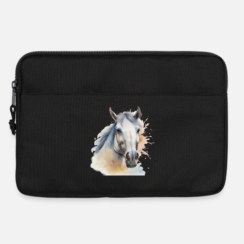 Pferdekopf Pferd Pferde Ross Gaul Hengst - Laptoptasche 13" - Schwarz