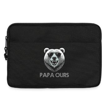Tête ours cool avec lunettes de soleil. papa ours - Sacoche pour ordinateur portable 13 pouces - noir - Devant