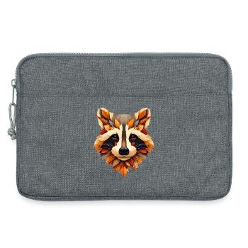 Waschbär, gestaltet aus verschiedenen Blättern - Laptoptasche 13" - Grau meliert - Vorne
