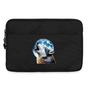 Le loup hurle à la pleine lune - Sacoche pour ordinateur portable 13 pouces - noir - Devant