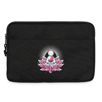 Chat méditant paisible en fleur de lotus - Sacoche pour ordinateur portable 13 pouces - noir - Devant