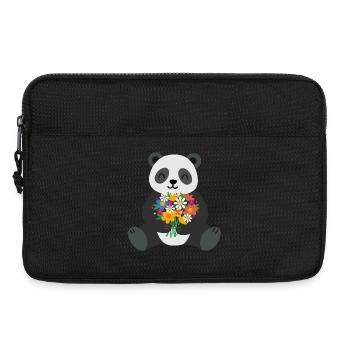 Panda with Bouquet of Flowers – Loving Animal Motif - Laptop bag 13" - black - Front