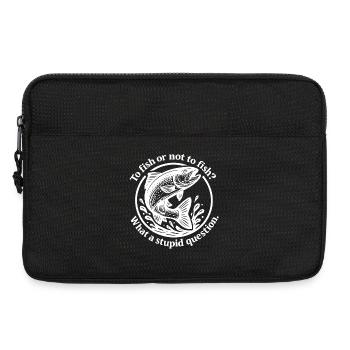 Motif de poisson amusant avec question - Sacoche pour ordinateur portable 13 pouces - noir - Devant