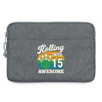 Retro Bowling 15th Birthday Celebration - Laptop bag 13" - heather grey - Front