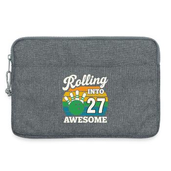 Bowling 27 Birthday Celebration Graphic - Laptop bag 13" - heather grey - Front