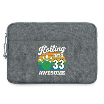 Bowling 33e anniversaire célébration graphique - Sacoche pour ordinateur portable 13 pouces - gris chiné - Devant