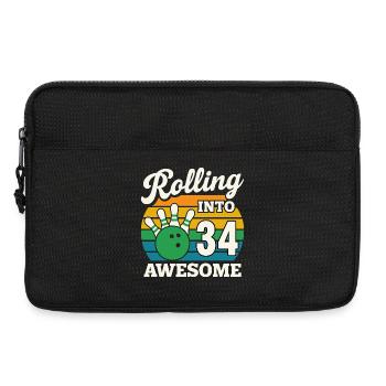 Bowling 34th Birthday Celebration Graphic - Laptop bag 13" - black - Front