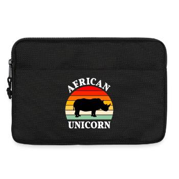 Rhinocéros, Afrique, Pachyderme, Licorne africaine - Sacoche pour ordinateur portable 13 pouces - noir - Devant