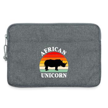 Rhinocéros, Afrique, Pachyderme, Licorne africaine - Sacoche pour ordinateur portable 13 pouces - gris chiné - Devant