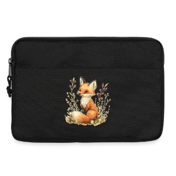 Fuchs mit Blumen - Laptoptasche 13" - Schwarz - Vorne