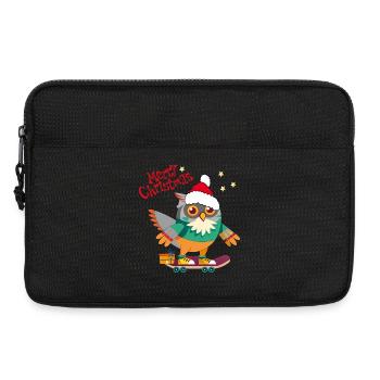 Weihnachtseule auf Skateboard - Laptoptasche 13" - Schwarz - Vorne
