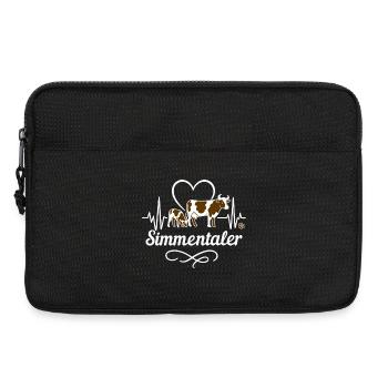 Simmentaler Kuh Herzlinie Geschenk Landwirt - Laptoptasche 13" - Schwarz - Vorne