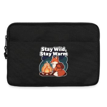 Bleib wild, bleib warm - Fuchs am Lagerfeuer - Laptoptasche 13" - Schwarz - Vorne