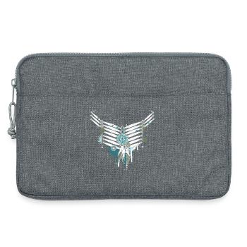 Boho Feder Halskette in Türkis und Weiß - Laptoptasche 13" - Grau meliert - Vorne