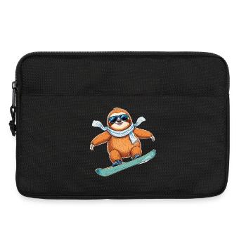Snowboard Faultier Winter Cool Lustig Cartoon - Laptoptasche 13" - Schwarz - Vorne