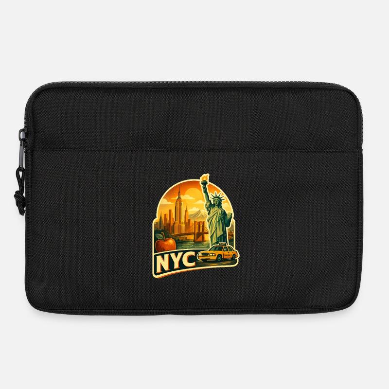 Retro NYC Skyline Sticker - Laptop bag 13" - black