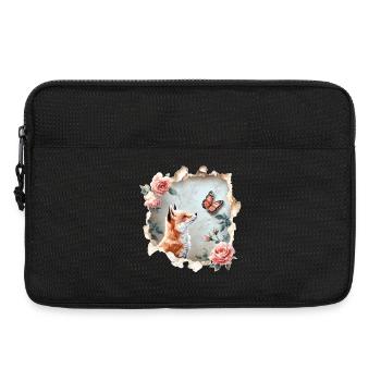 Fuchs mit Schmetterling - Laptoptasche 13" - Schwarz - Vorne