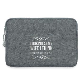 Looking at my wife I think, damn she's a lucky  - Sacoche pour ordinateur portable 13 pouces - gris chiné - Devant