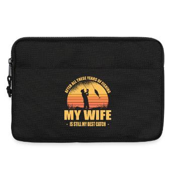 Lustiges Angler Geschenk Ehefrau & Angeln Outfit - Laptoptasche 13" - Schwarz - Vorne