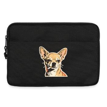 Chihuahua fumant : design de mème de chien drôle - Sacoche pour ordinateur portable 13 pouces - noir - Devant