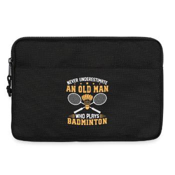 never underestimate an old man who plays badminton - Sacoche pour ordinateur portable 13 pouces - noir - Devant