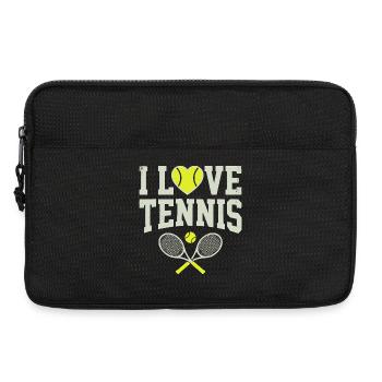 T-shirt de tennis, t-shirt I Love Tennis, sweat à capuche, bonnet - Sacoche pour ordinateur portable 13 pouces - noir - Devant