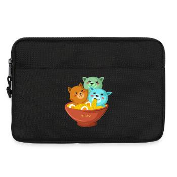 Kawaii Three Cats Ramen Shirt - Laptop bag 13" - black - Front