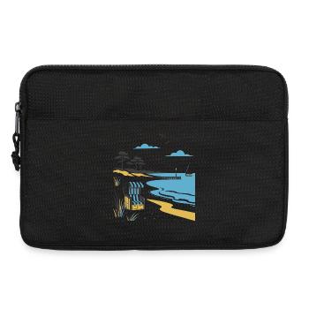 Coastal idyll: beach chair and dune - Laptop bag 13" - black - Front