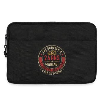 Humour Anniversaire : J'ai Survécu à 24 Ans - Sacoche pour ordinateur portable 13 pouces - noir - Devant