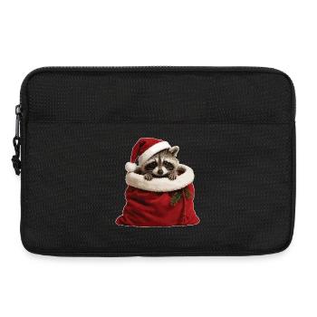 Waschbär im Weihnachtssack - Laptoptasche 13" - Schwarz - Vorne