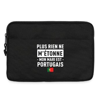 Plus Rien Ne M Etonne Mon Mari Est Portugais T-... - Sacoche pour ordinateur portable 13 pouces - noir - Devant