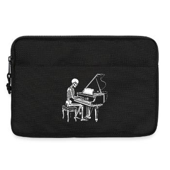Squelette jouant du piano - Sacoche pour ordinateur portable 13 pouces - noir - Devant