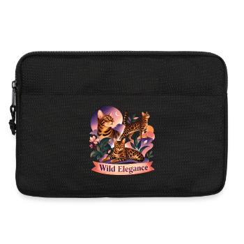 Art folklorique esthétique du chat du Bengale - Sacoche pour ordinateur portable 13 pouces - noir - Devant