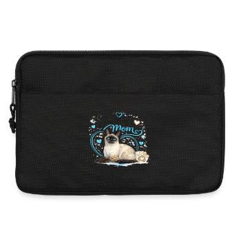 Maman siamoise aux pattes en cœur bleu - Sacoche pour ordinateur portable 13 pouces - noir - Devant