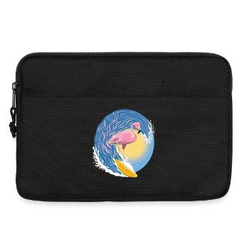 Flamant rose surfeur - Sacoche pour ordinateur portable 13 pouces - noir - Devant