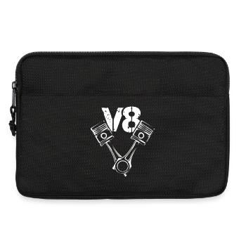 V8 Engine Symbol Piston Illustration Cars Graphic - Laptop bag 13" - black - Front