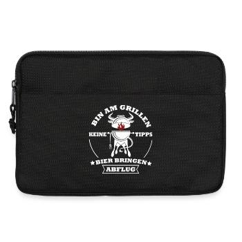 Grillkoch Spruch Logo Mit Kuh BBQ - Laptoptasche 13" - Schwarz - Vorne
