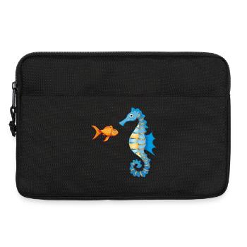 niedlicher Comic Goldfisch und Seepferdchen - Laptoptasche 13" - Schwarz - Vorne