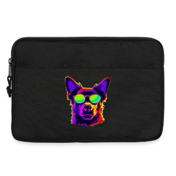 Stylischer Vierbeiner mit Sonnenbrille - Laptoptasche 13" - Schwarz - Vorne