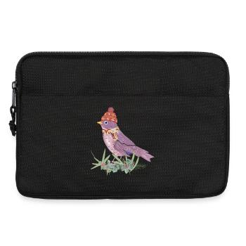 Oiseau avec bonnet pompon et écharpe dans l’ambiance hivernale - Sacoche pour ordinateur portable 13 pouces - noir - Devant