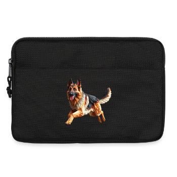 Deutscher Schäferhund Origami Geometrisch 3D - Laptoptasche 13" - Schwarz - Vorne
