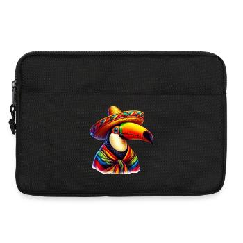 Toucan mexicain avec poncho et sombrero mexique - Sacoche pour ordinateur portable 13 pouces - noir - Devant