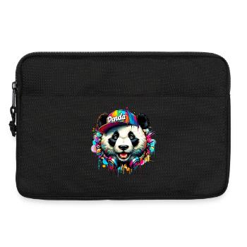 Panda DJ Deejay avec des écouteurs écoute de la musique - Sacoche pour ordinateur portable 13 pouces - noir - Devant