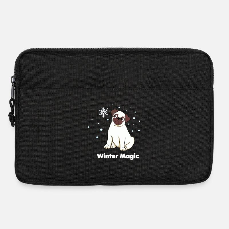 Winterzauber Mops - Laptoptasche 13" - Schwarz