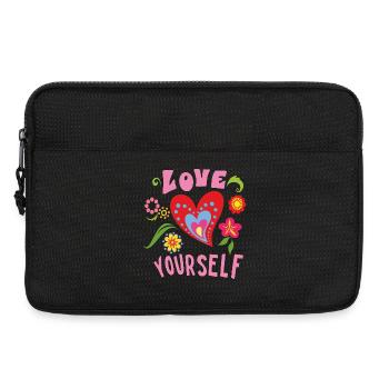Love Yourself Herz mit kleinen Blüten - Laptoptasche 13" - Schwarz - Vorne