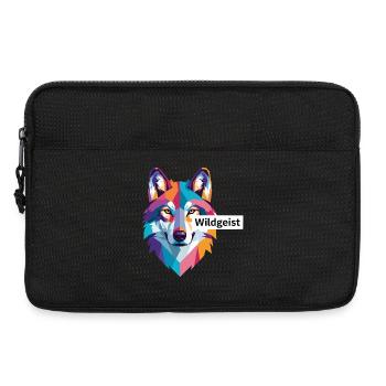 Farbiger Wolfskopf "Wildgeist" - Laptoptasche 13" - Schwarz - Vorne